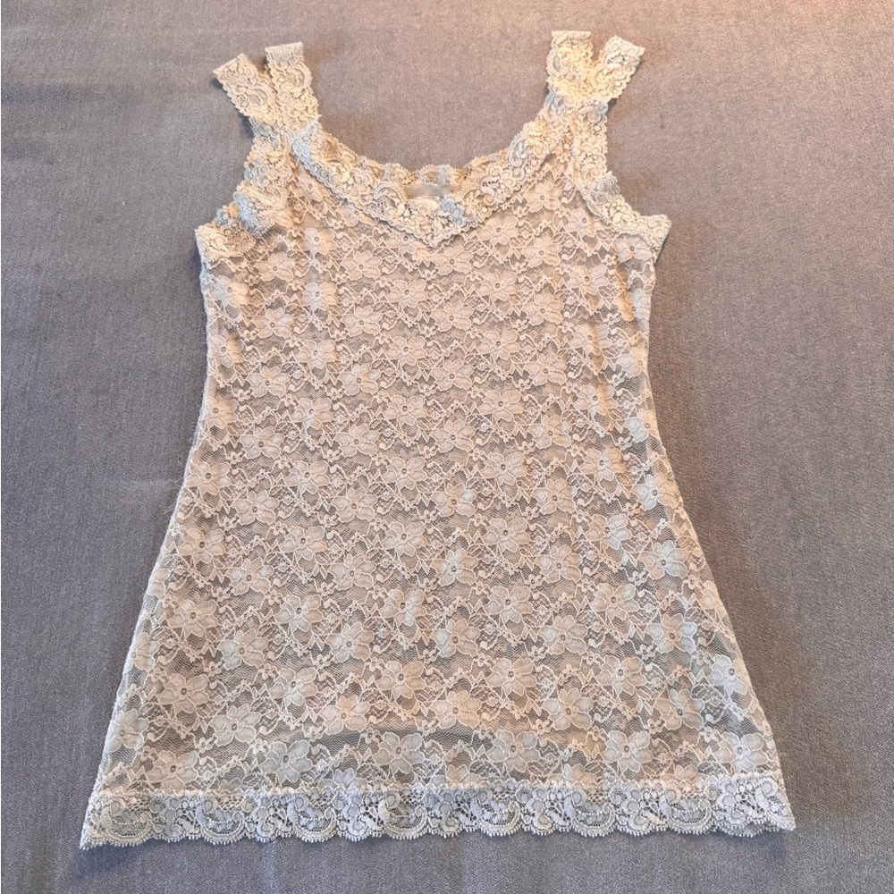 French Dressing Y2K Beige Lace Tank